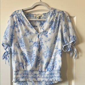 Chic Blue Floral Women's Blouse